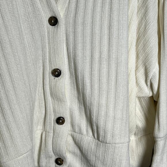 Any Body Long Sleeve Button Front Cardigan Sweater Women's Plus Size 3X Cream - Picture 2 of 7